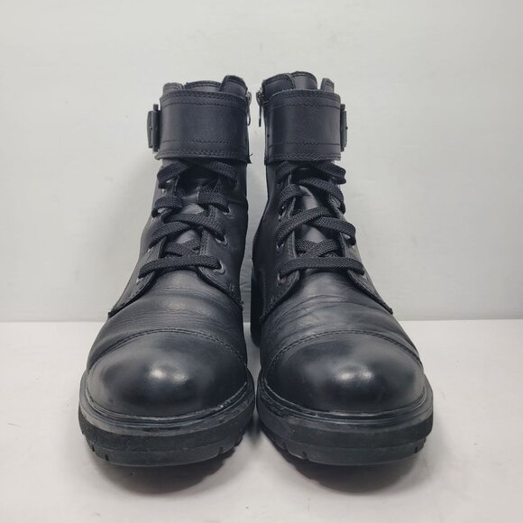 Timberland Kori Park Women's Black Leather Moto Buckle Lace Up Boots US Size 9 - Picture 3 of 11